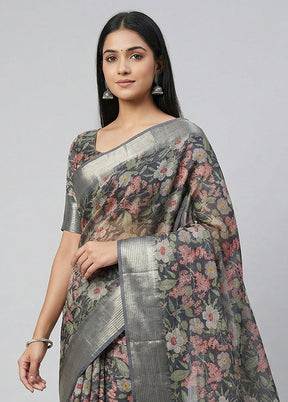 Green Organza Saree With Blouse Piece