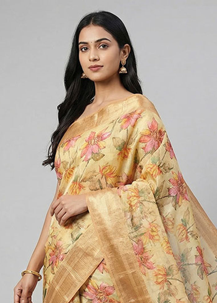 Green Organza Saree With Blouse Piece