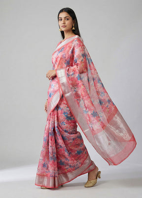 Pink Organza Saree With Blouse Piece