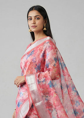 Pink Organza Saree With Blouse Piece