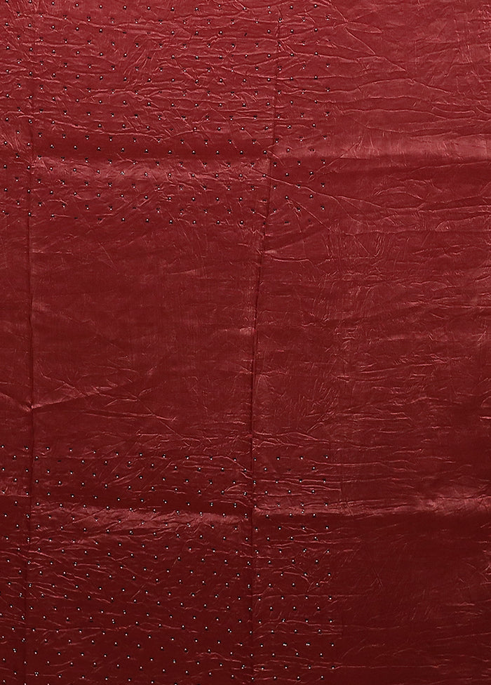 Maroon Tissue Silk Saree With Blouse Piece