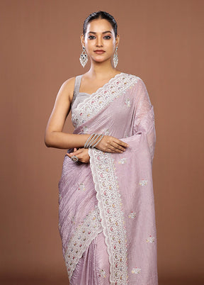 Purple Tissue Silk Saree With Blouse Piece