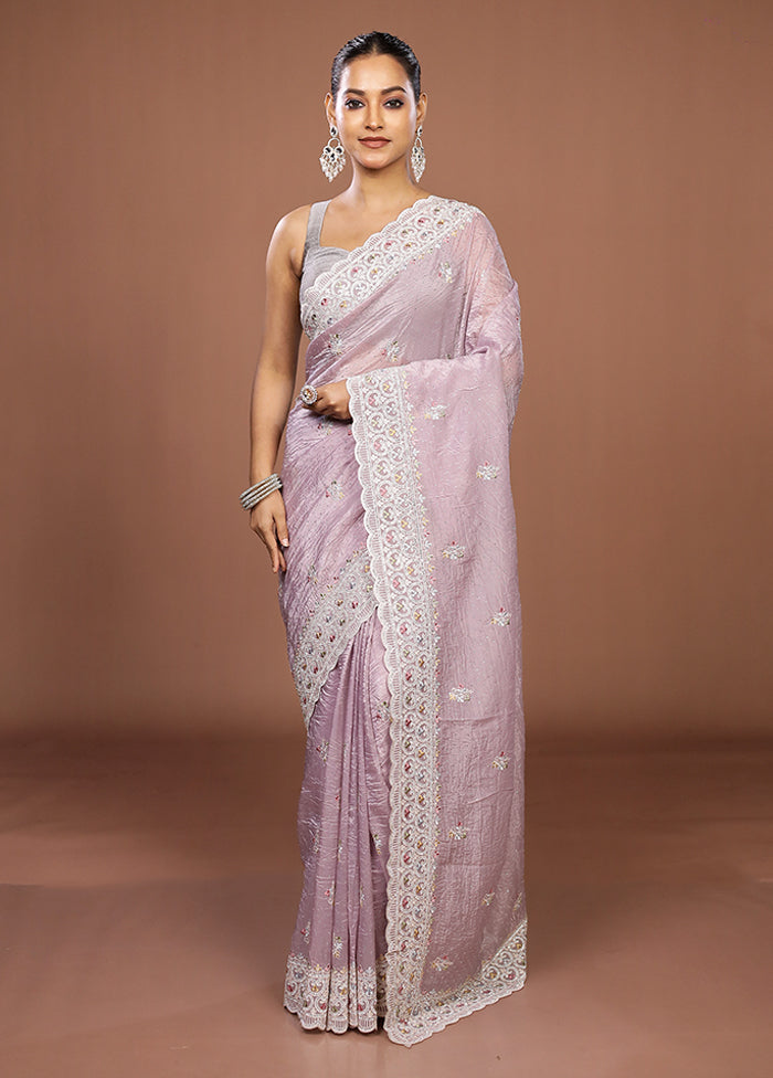 Purple Tissue Silk Saree With Blouse Piece