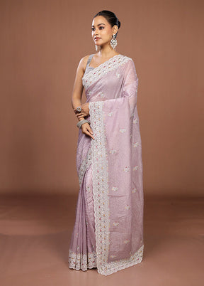 Purple Tissue Silk Saree With Blouse Piece