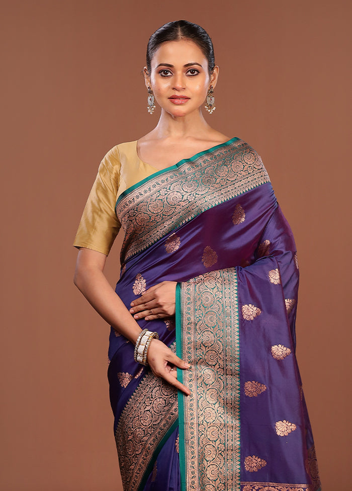 Purple Katan Silk Saree With Blouse Piece