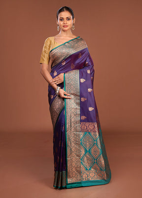 Purple Katan Silk Saree With Blouse Piece