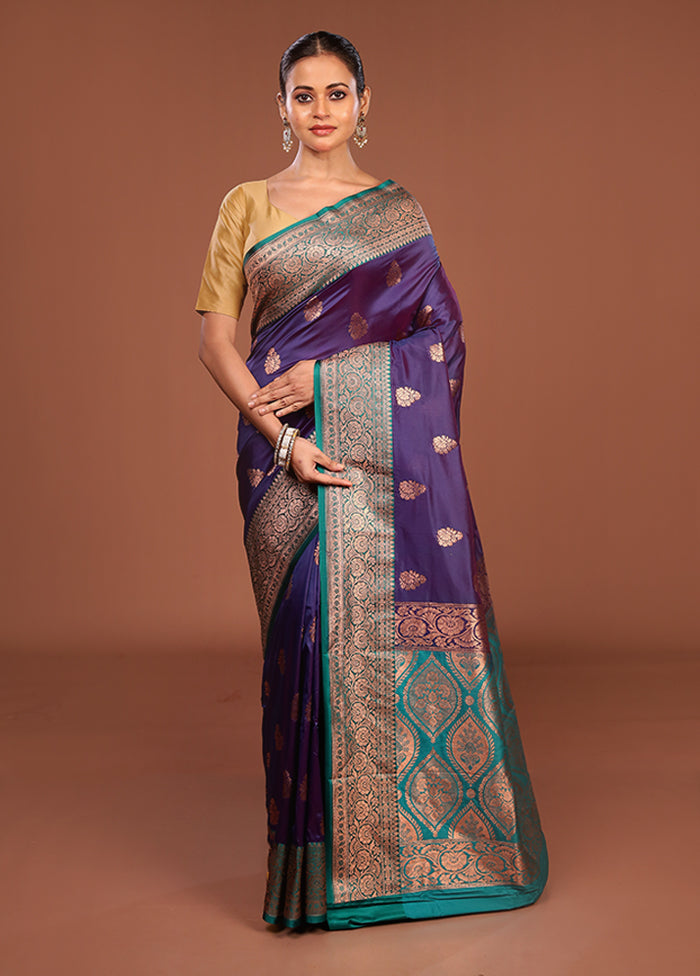 Purple Katan Silk Saree With Blouse Piece