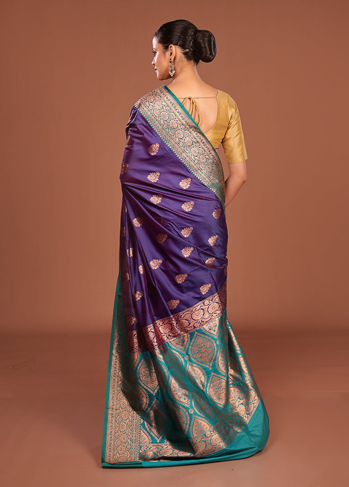 Purple Katan Silk Saree With Blouse Piece