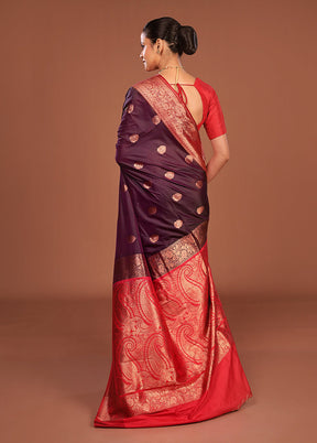 Purple Katan Silk Saree With Blouse Piece