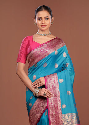 Green Katan Silk Saree With Blouse Piece