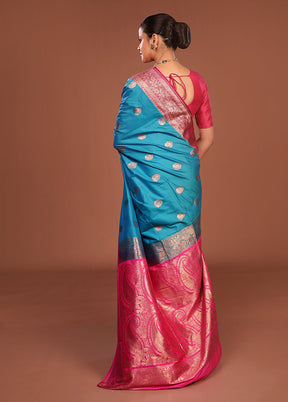 Green Katan Silk Saree With Blouse Piece