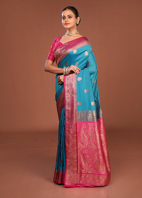Green Katan Silk Saree With Blouse Piece