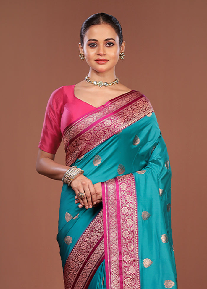 Green Katan Silk Saree With Blouse Piece