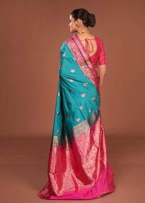 Green Katan Silk Saree With Blouse Piece