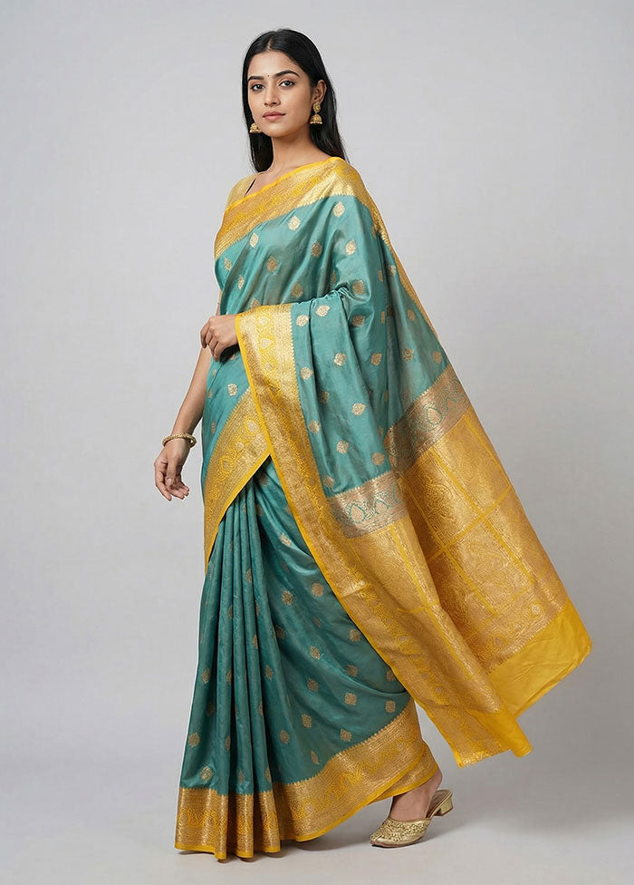 Green Katan Silk Saree With Blouse Piece