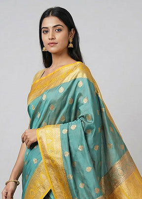 Green Katan Silk Saree With Blouse Piece