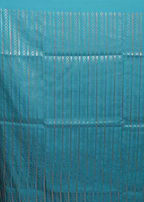 Blue Katan Silk Saree With Blouse Piece