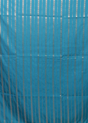 Blue Katan Silk Saree With Blouse Piece