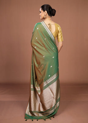 Green Katan Silk Saree With Blouse Piece