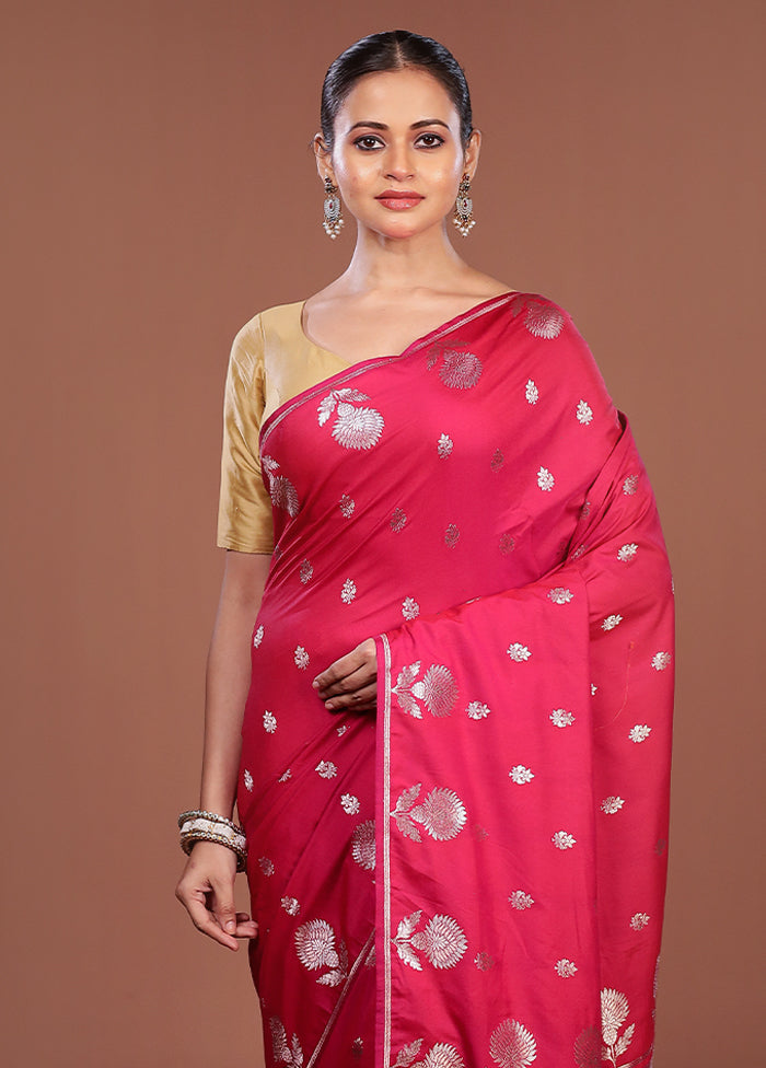 Pink Katan Silk Saree With Blouse Piece