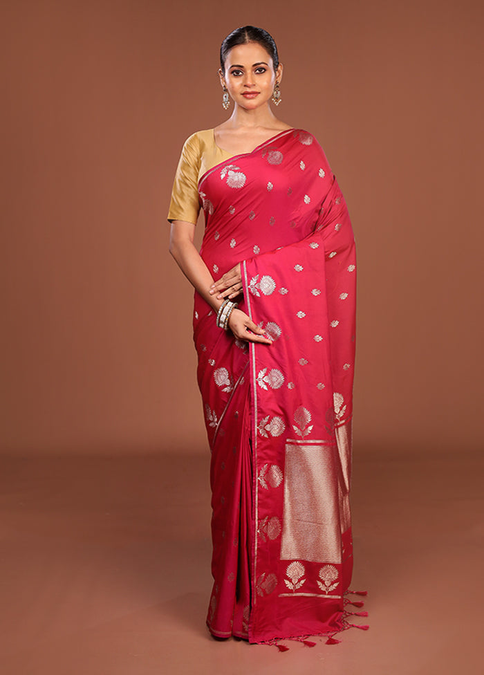 Pink Katan Silk Saree With Blouse Piece