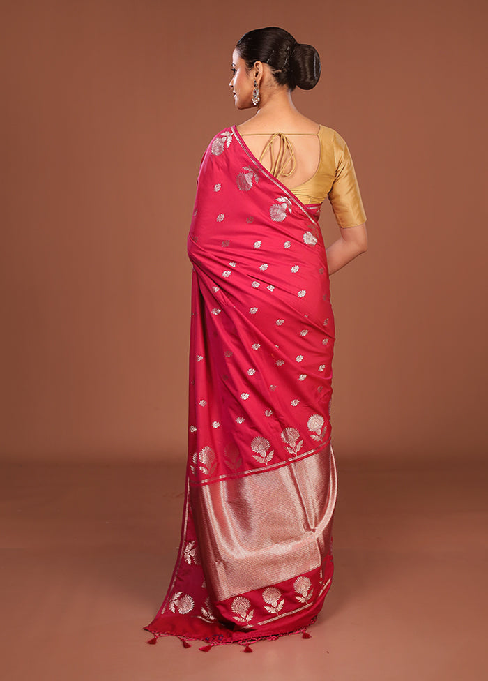 Pink Katan Silk Saree With Blouse Piece