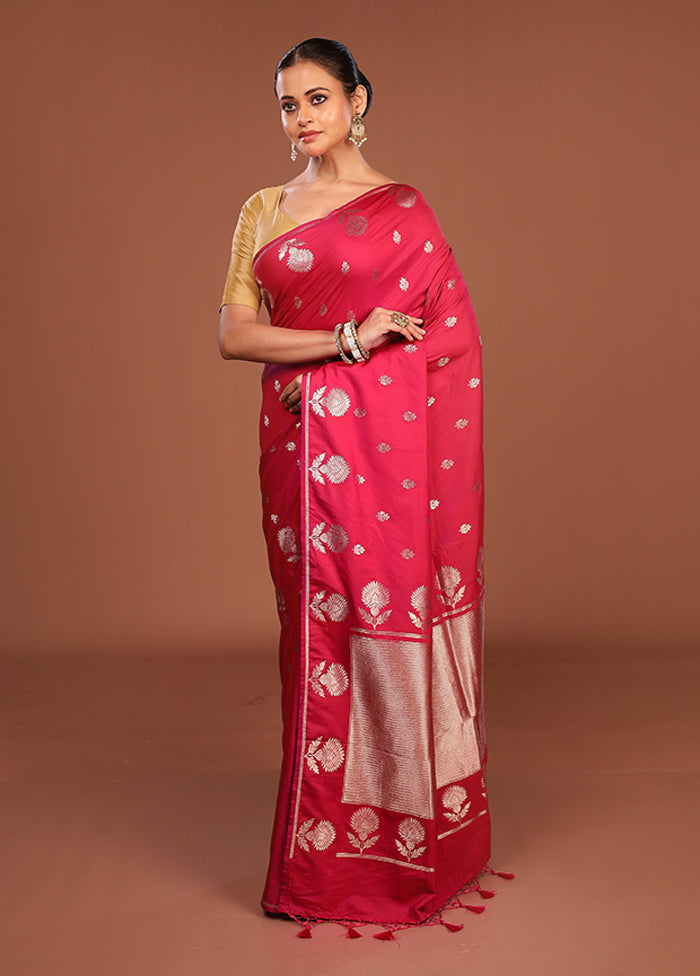 Pink Katan Silk Saree With Blouse Piece