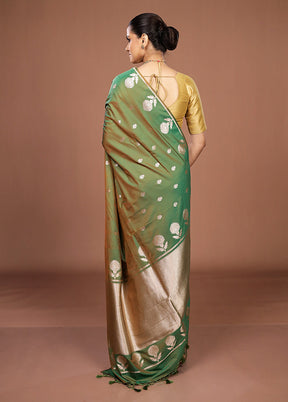 Green Katan Silk Saree With Blouse Piece
