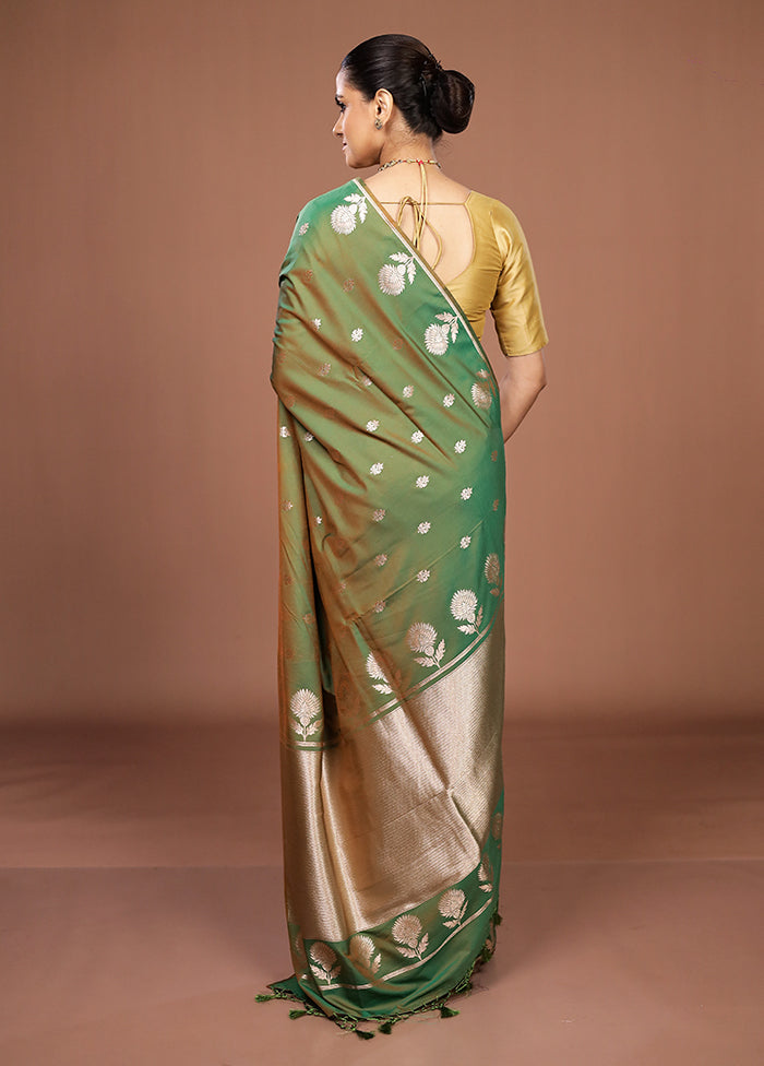 Green Katan Silk Saree With Blouse Piece