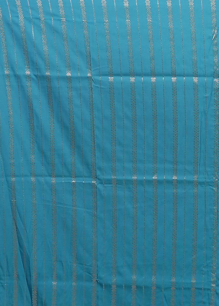Blue Katan Silk Saree With Blouse Piece