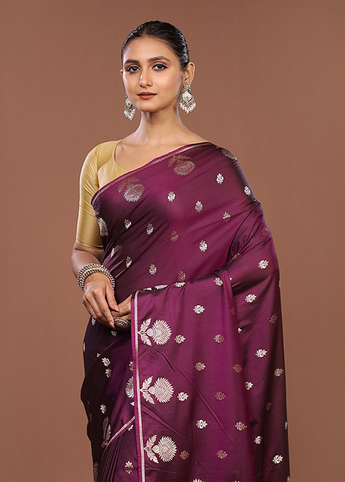 Purple Katan Silk Saree With Blouse Piece