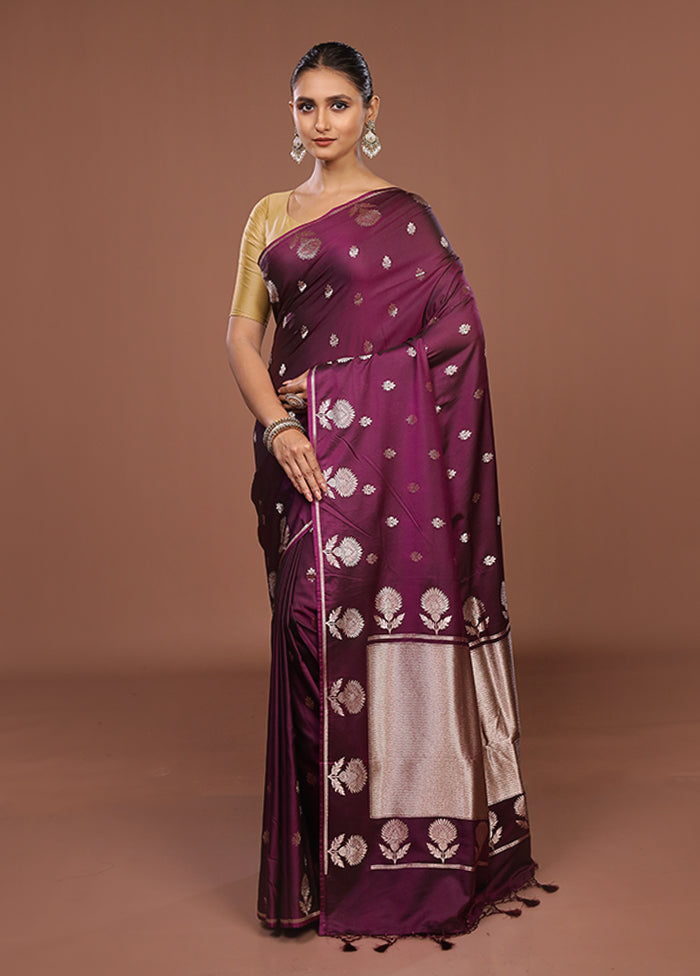 Purple Katan Silk Saree With Blouse Piece