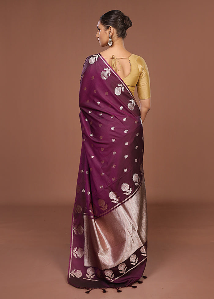 Purple Katan Silk Saree With Blouse Piece