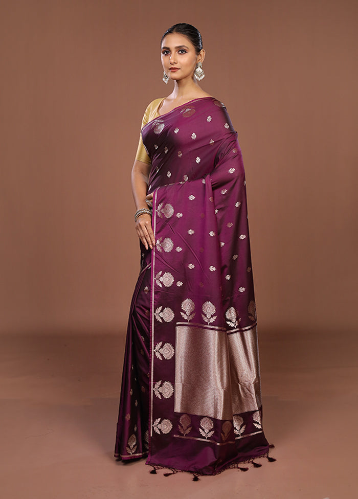 Purple Katan Silk Saree With Blouse Piece