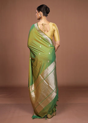 Green Katan Silk Saree With Blouse Piece