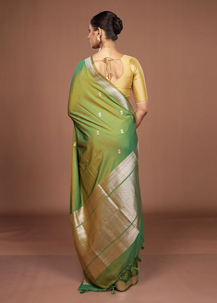 Green Katan Silk Saree With Blouse Piece