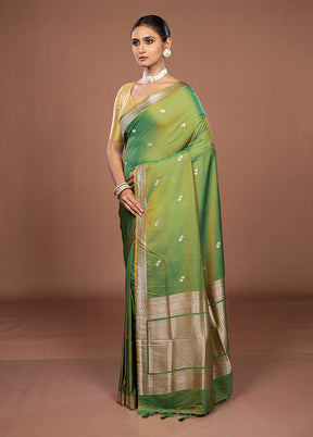 Green Katan Silk Saree With Blouse Piece