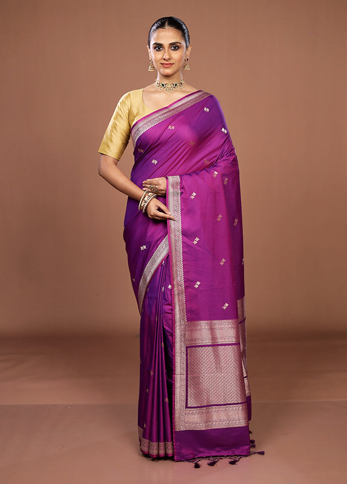 Purple Katan Silk Saree With Blouse Piece