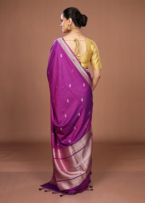 Purple Katan Silk Saree With Blouse Piece