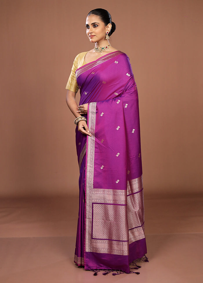 Purple Katan Silk Saree With Blouse Piece