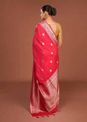 Red Katan Silk Saree With Blouse Piece