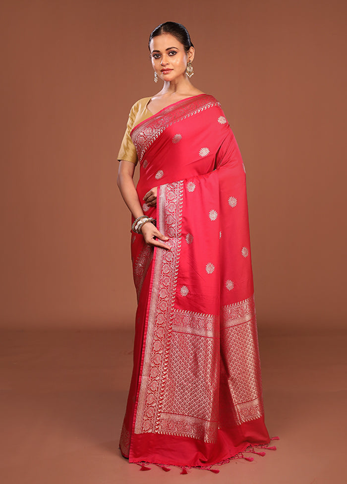 Red Katan Silk Saree With Blouse Piece