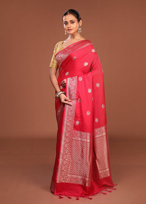 Red Katan Silk Saree With Blouse Piece