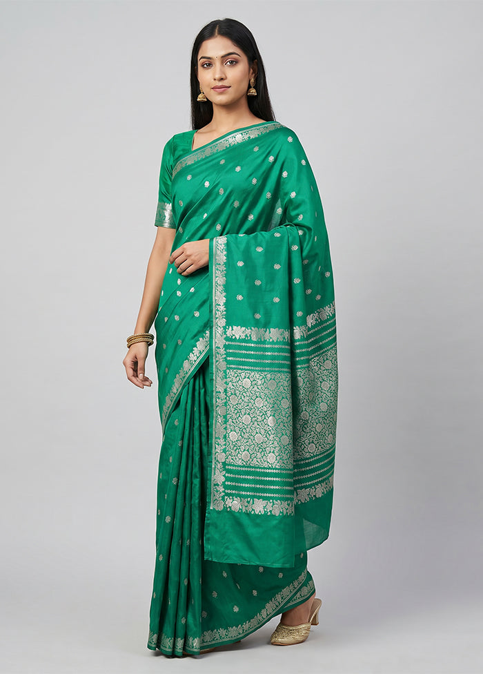 Green Katan Silk Saree With Blouse Piece