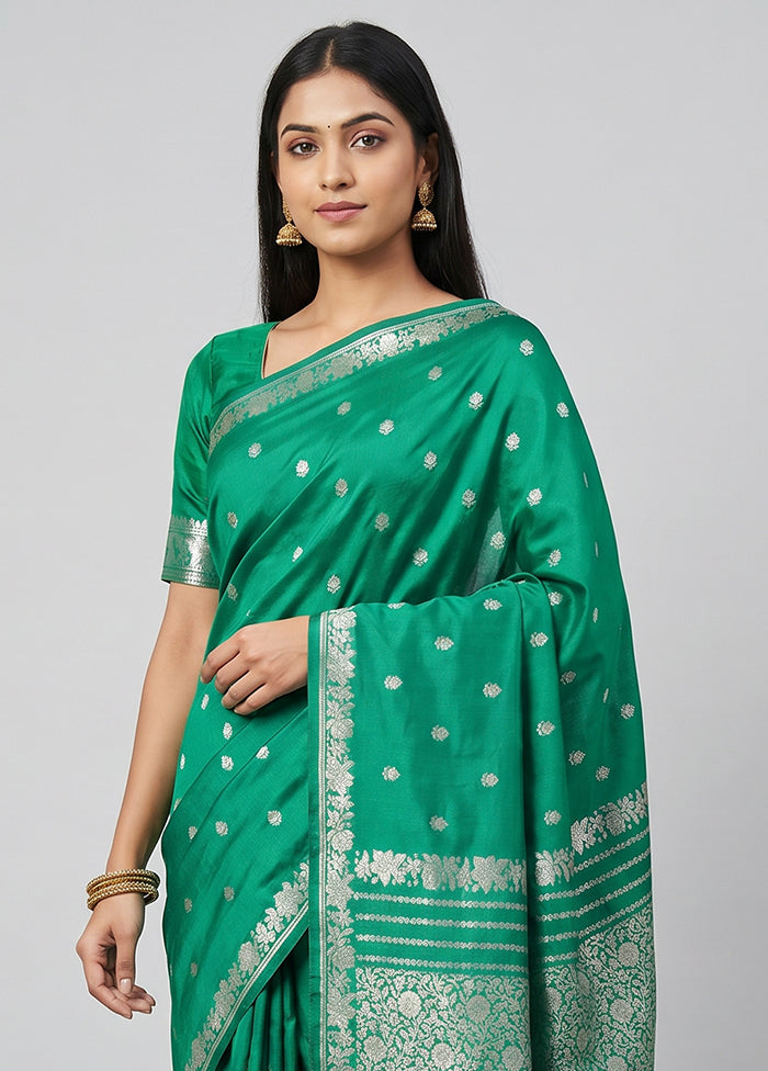 Green Katan Silk Saree With Blouse Piece