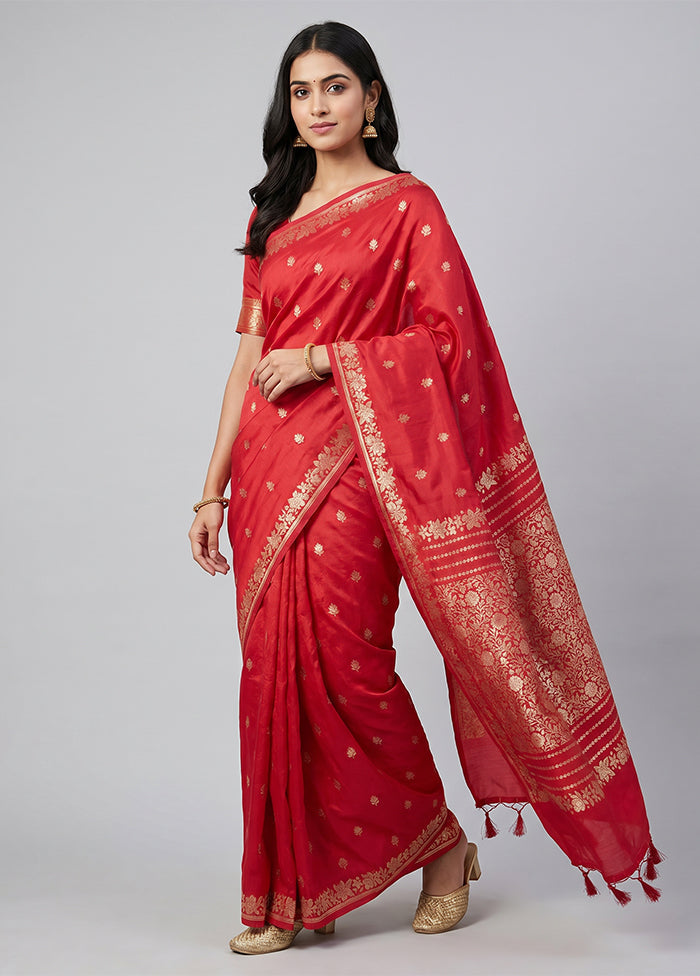 Pink Katan Silk Saree With Blouse Piece