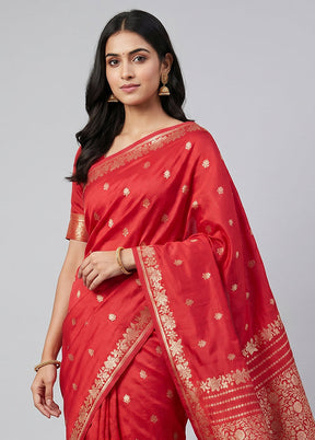 Pink Katan Silk Saree With Blouse Piece