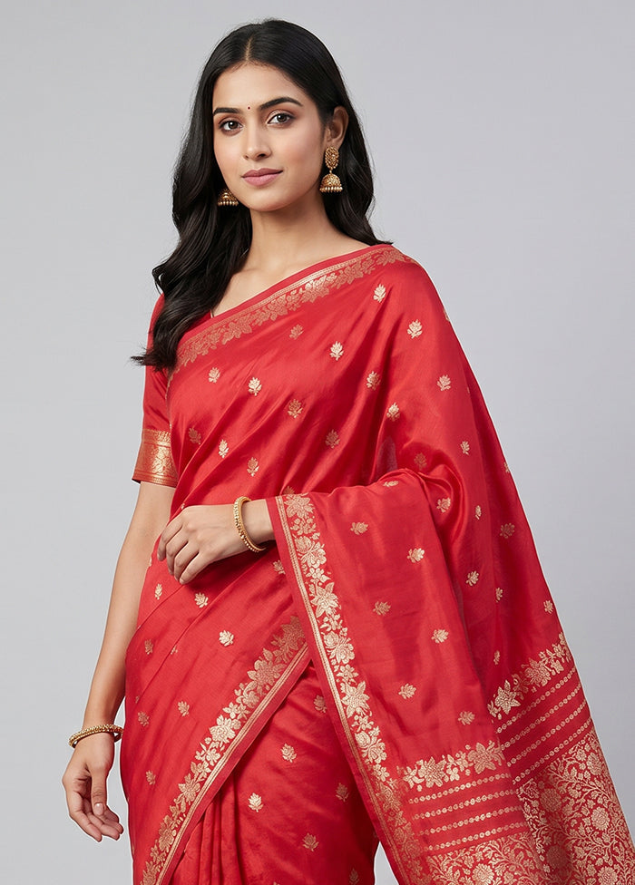 Pink Katan Silk Saree With Blouse Piece