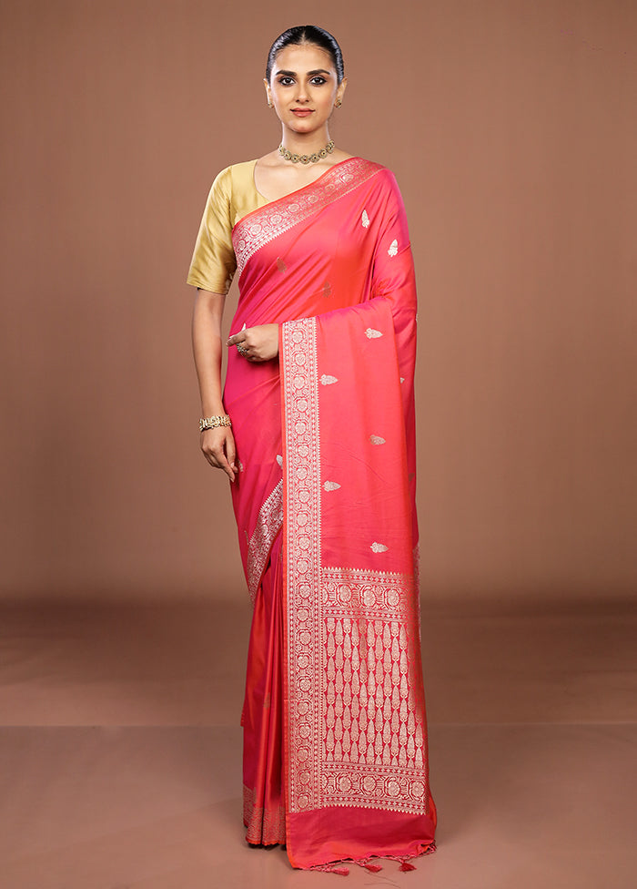 Pink Katan Silk Saree With Blouse Piece