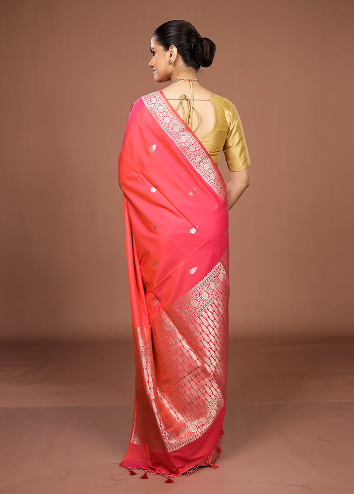 Pink Katan Silk Saree With Blouse Piece